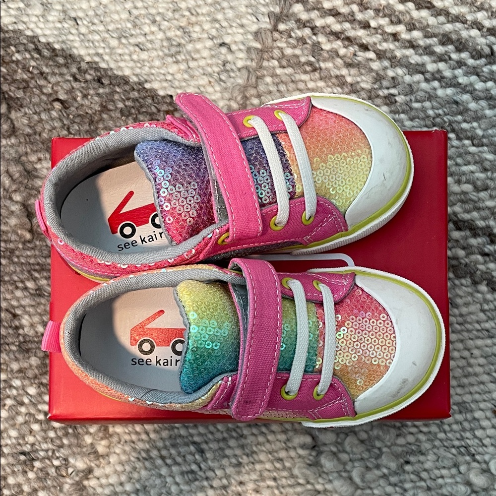 See Kai Run Kids' Pink Rainbow Sequins Sneakers Kristin, size 9